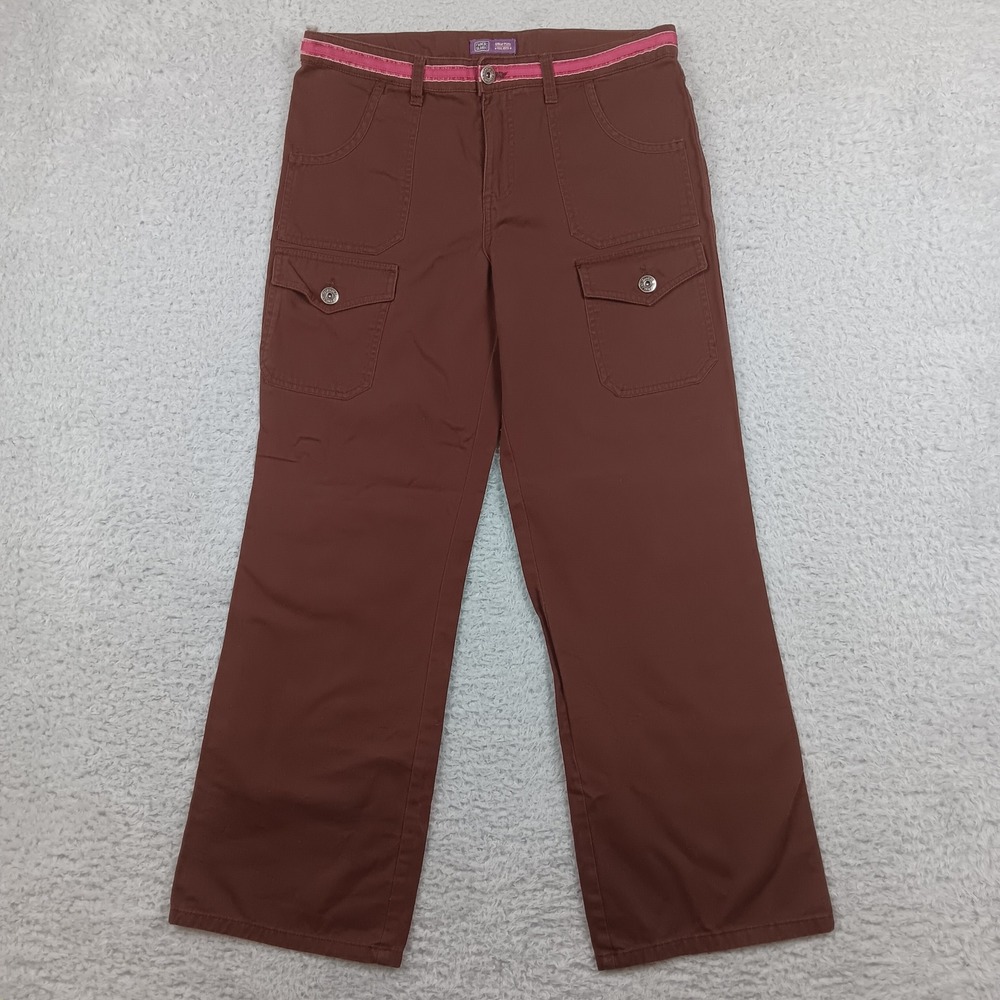 Faded Glory Cargo Pants Girls 14.5 Plus Brown Pink Velvet Trim FGG367002
